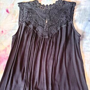 Torrid Flowy Black Lace Neck Tank Top